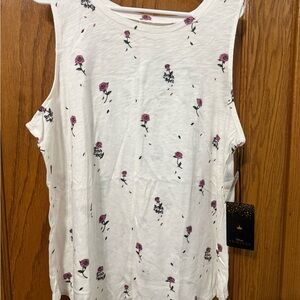 Torrid White Tank Top with Purple Floral Design